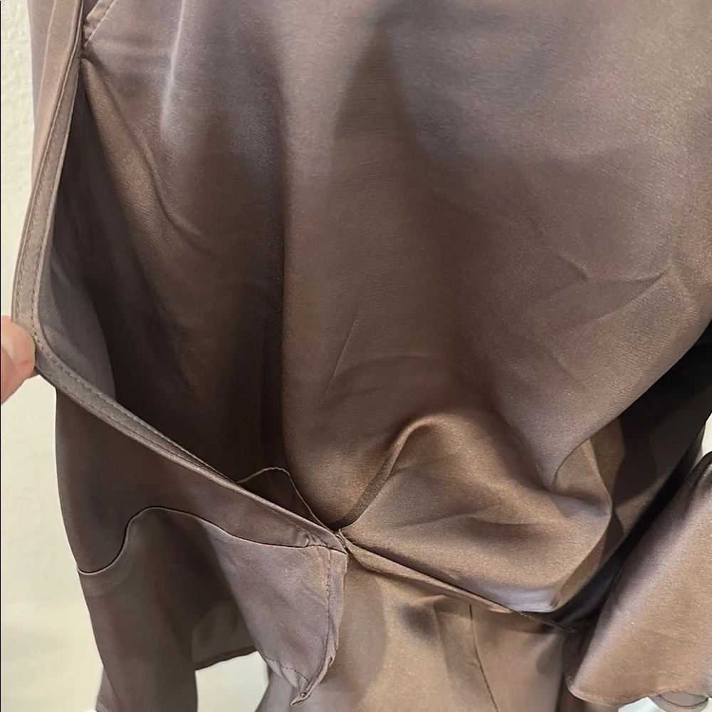 Soho Brown Ruffle Wrap Blouse - Picture 9 of 14